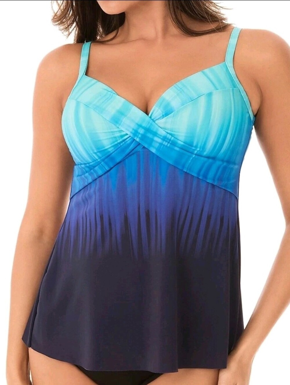 NWT Miraclesuit Belle Trois Myrra Tankini Top Twilight Blue ombre colorway Sz 8